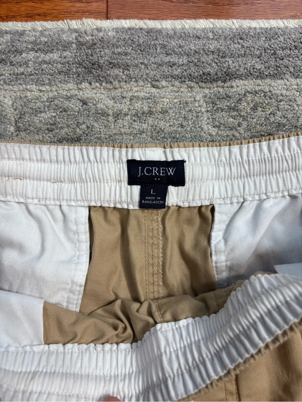 J. Crew Men's Khaki Elastic Waist Flat Front Shorts